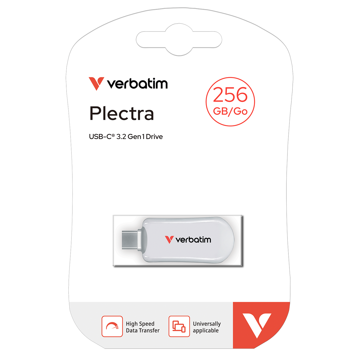 דיסק און קיי Verbatim Plectra USB-C 256GB - צבע לבן