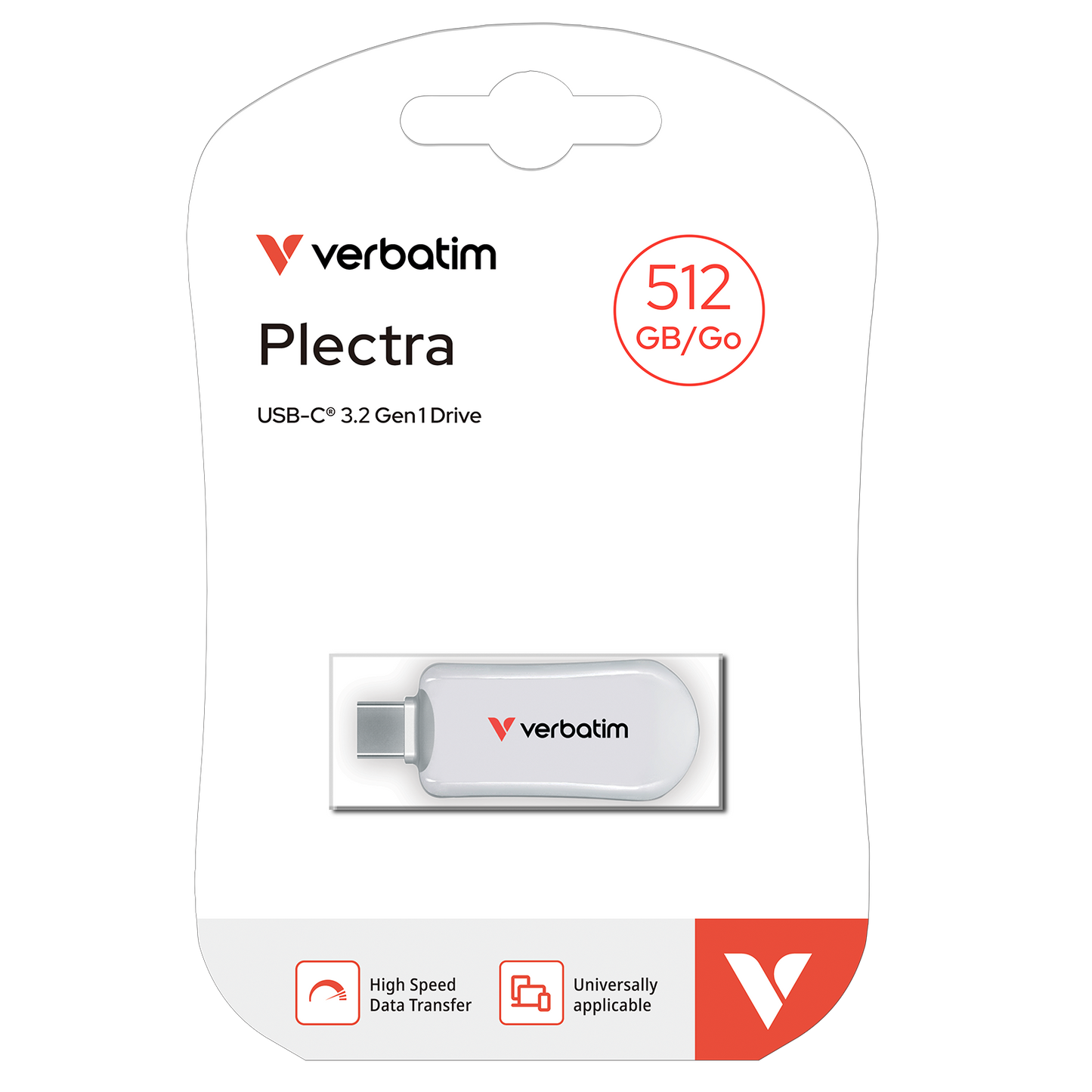 דיסק און קיי Verbatim Plectra USB-C 512GB - צבע לבן