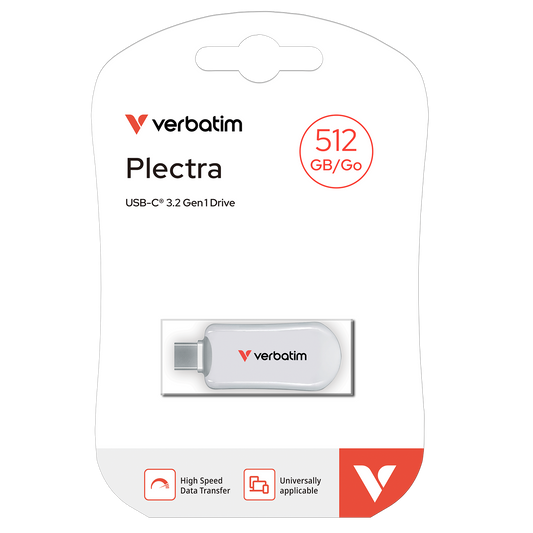 דיסק און קיי Verbatim Plectra USB-C 512GB - צבע לבן