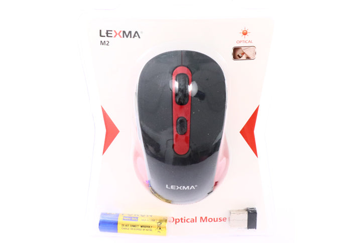 עכבר אופטי אלחוטי Lexma M2 6D Wireless - שחור/אדום