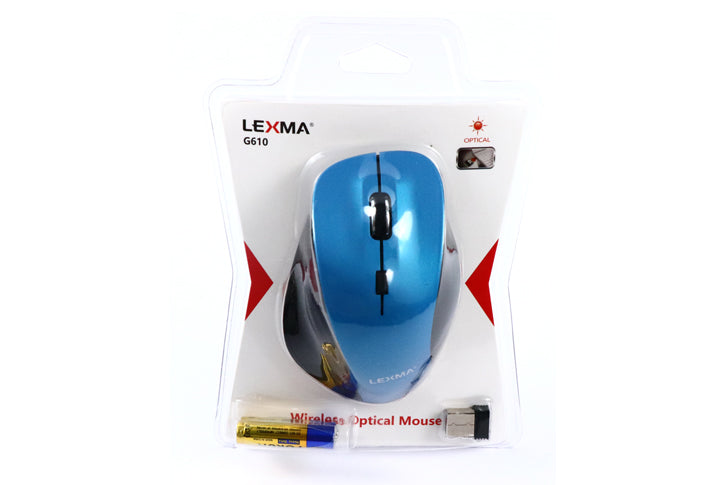 עכבר אופטי אלחוטי Lexma G610 Wireless - שחור/כחול