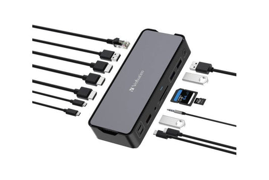 תחנת עגינה מקצועית USB-C בעלת 15 חיבורים עם  Verbatim SSD slot